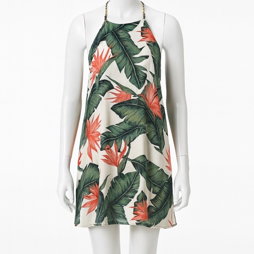 Show Me Your Mumu Women’s Medium Tropical Print Mini Dress Floral Green … - Picture 3 of 5